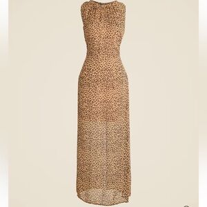 Gathered sheath dress in leopard chiffon